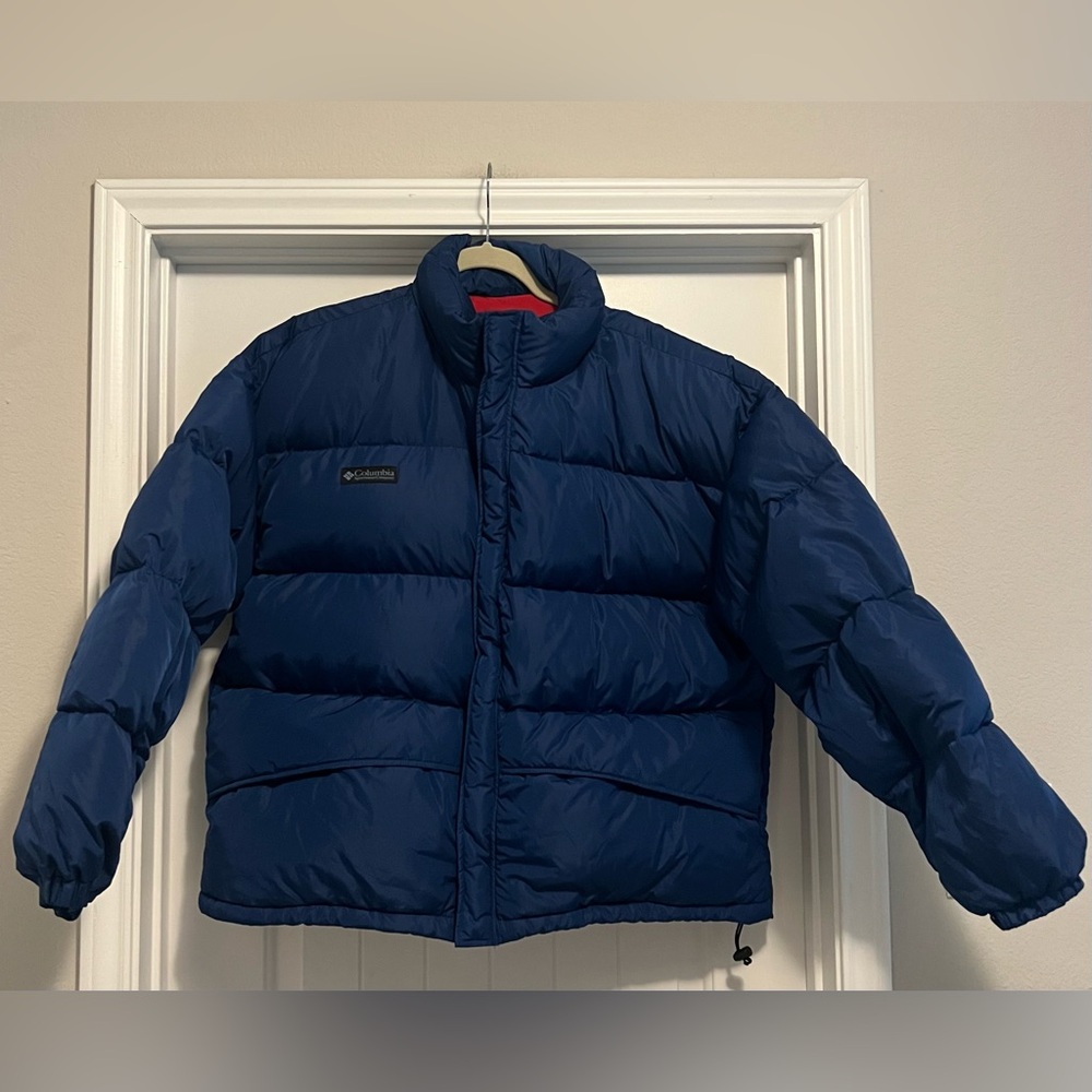 Columbia Sportswear Men's Down Puffer Ski Jacket Oversized 90s Quilted Blue Coat